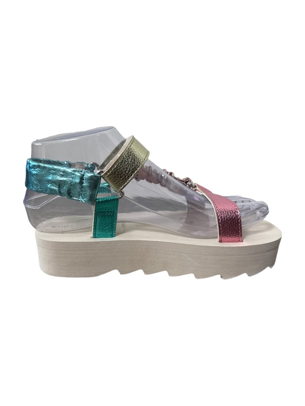 Kurt Geiger London Mini Orion Sandals Size 2 Rainbow Metallic Platform - Picture 9 of 11